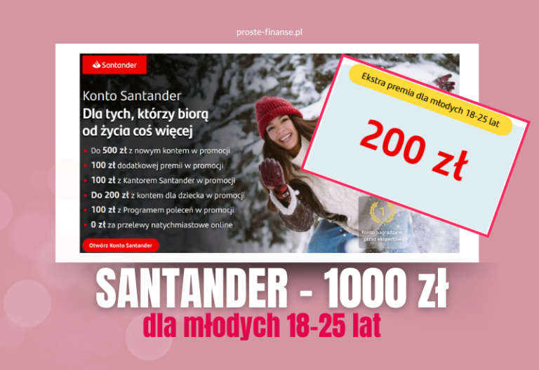 Nawet 1000 zł do wzięcia od Santandera – dla młodych 18-25 lat! 🤩